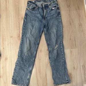 GAP Blue Straight Jeans with Distressed Details
